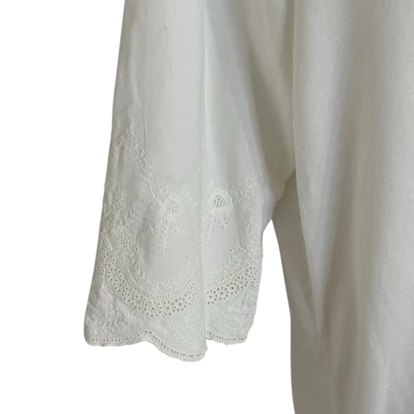 LANDS’ END White Tunic Dress Embroidered Beach Cover Up Swim Beach Vacation Sz M - Picture 4 of 7